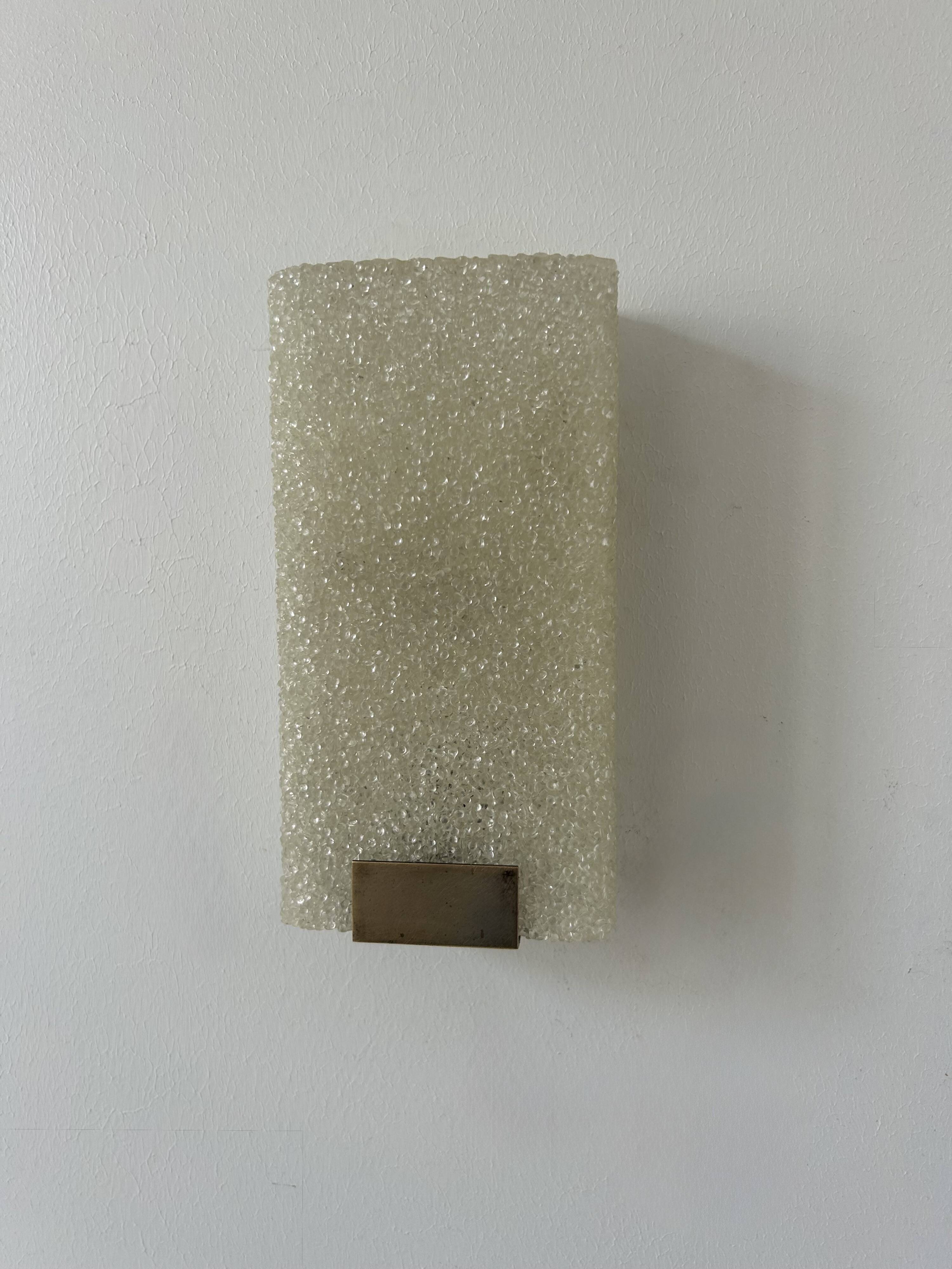 Pair of vintage wall lights, granite perspex and brass, France 1960