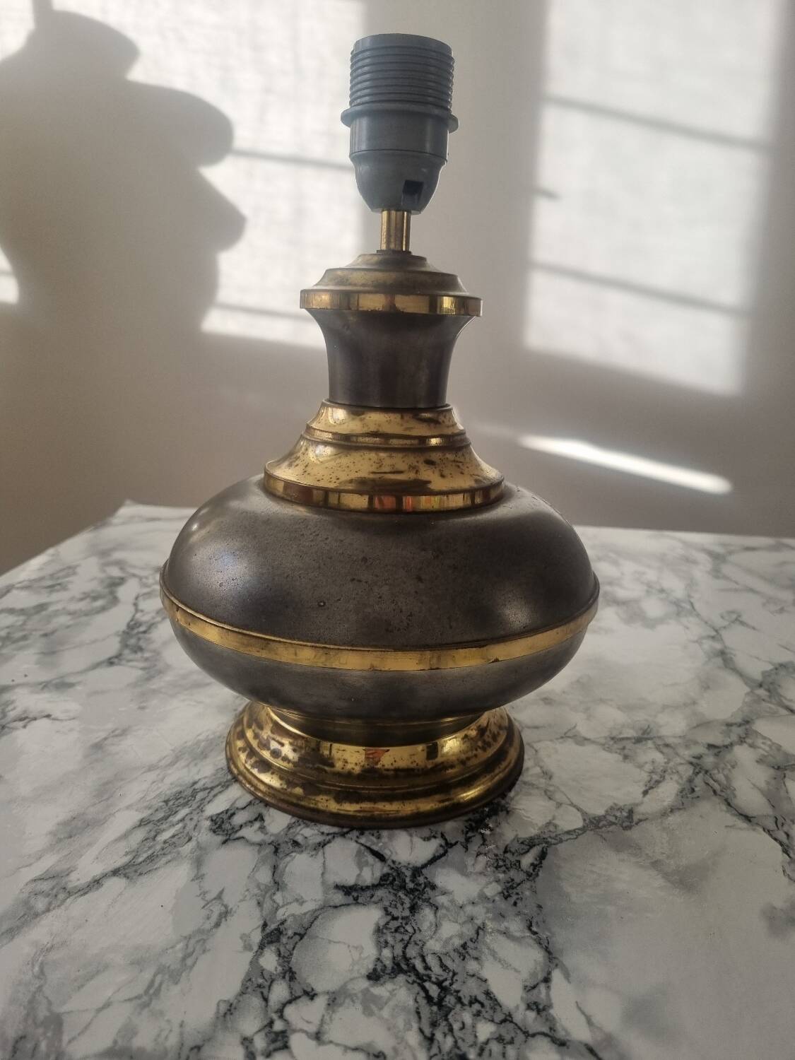 Vintage gold and grey metal lamp base