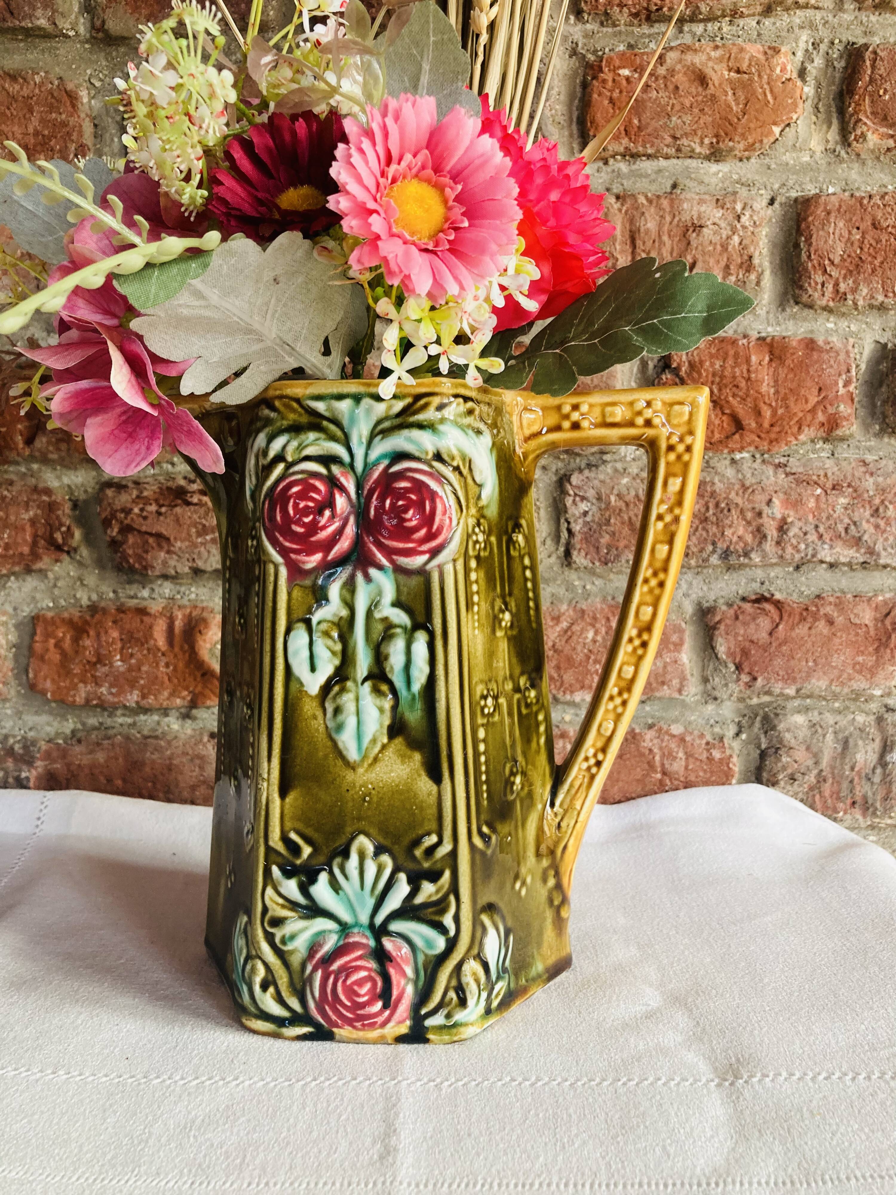 Vintage slip pitcher vase