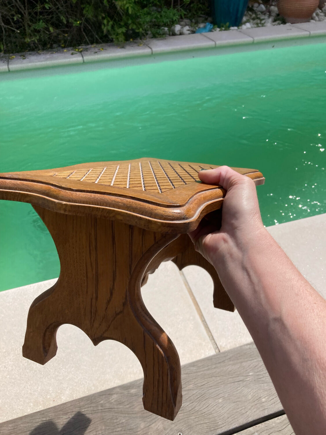 Set of 2 stools carved oak very sturdy top quality