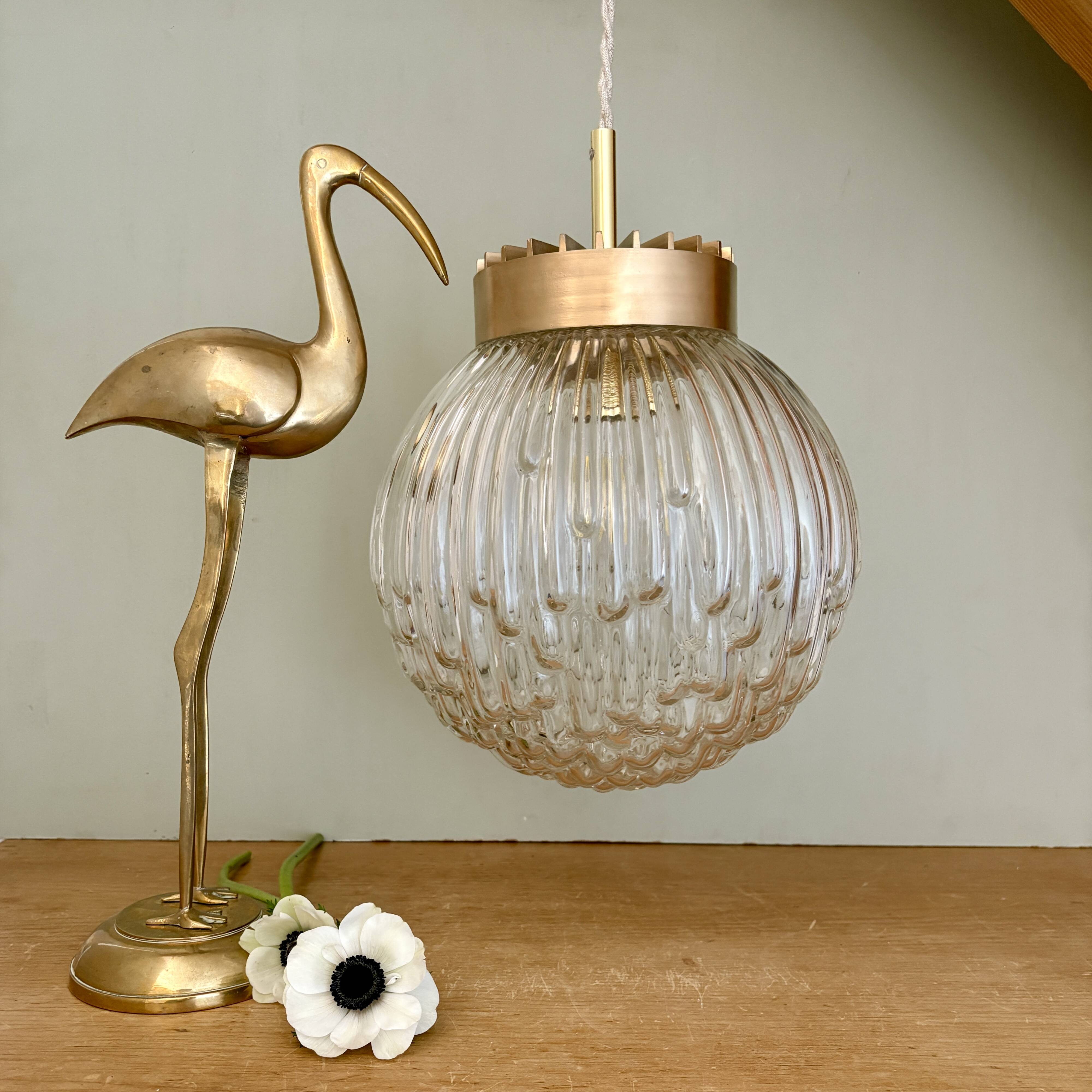 Vintage XL globe pendant light in molded glass