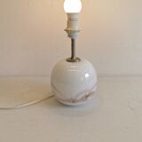 Table lamp in white opal glass, with pink details/decoration