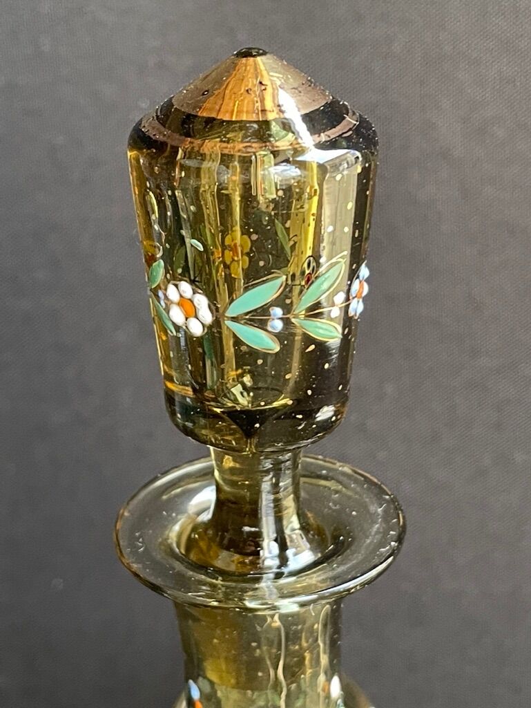 Amber crystal enamel and gilded liquor service