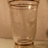 Glass vase with deer engraved decoration early 20th century