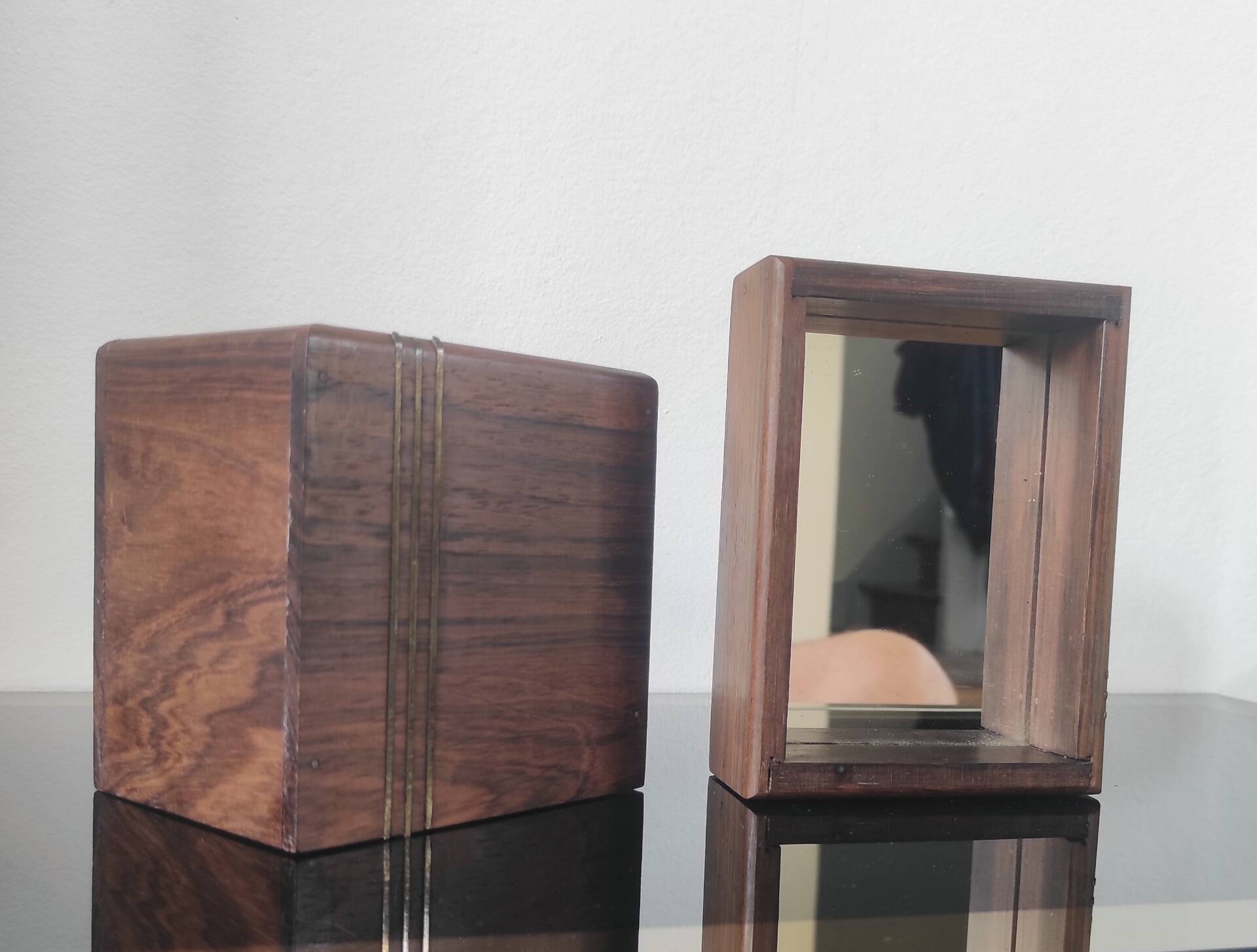 Vintage pocket trays in rosewood and brass – style A