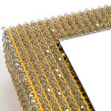 1960s brass wall backlit mirror, frame with glass beads by Palwa