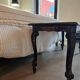 Table basse ancienne laquée noire & cannage – décor peint – fin XIXe