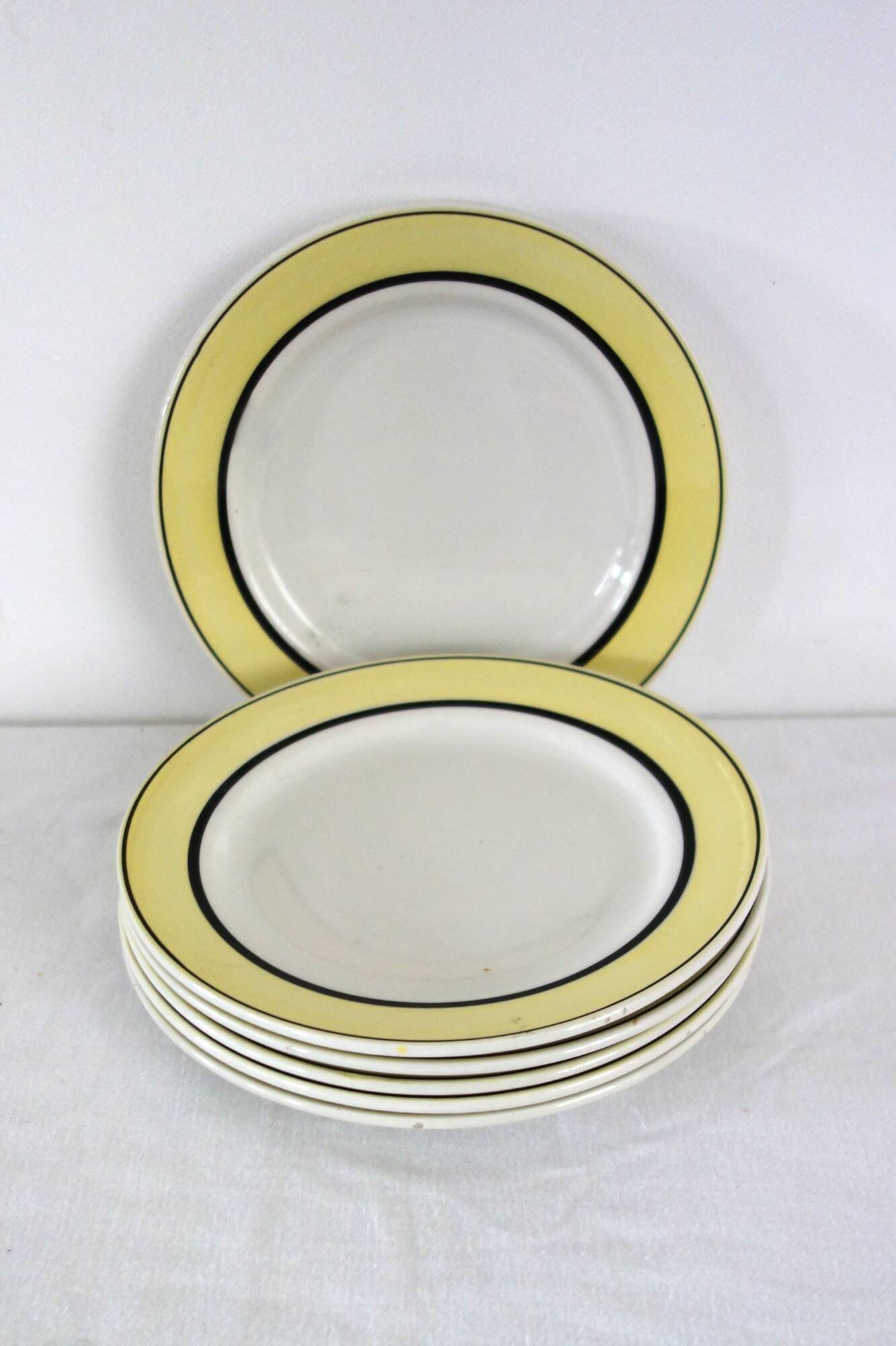 6 vintage Badonviller earthenware dessert plates