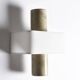 Pair of marble wall lights with fabric shades