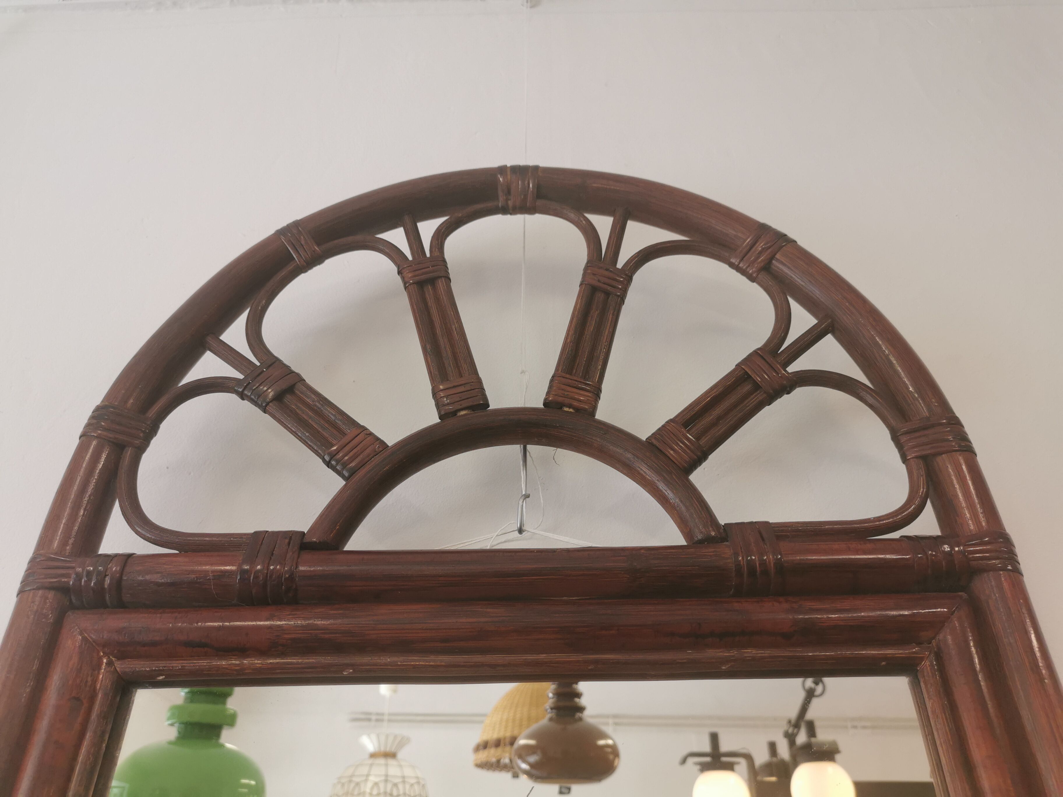 Vintage bamboo and rattan mirror 70, 100x50cm