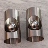 Paire d'appliques en inox brossé