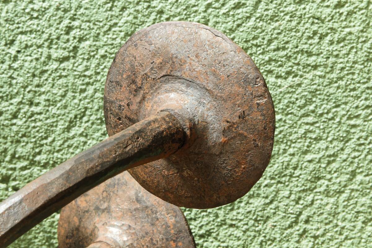 Brutalist wrought iron candle holder, Marolles workshops