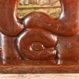 Pair of Art Deco carved wood candlesticks, signed Delaporte