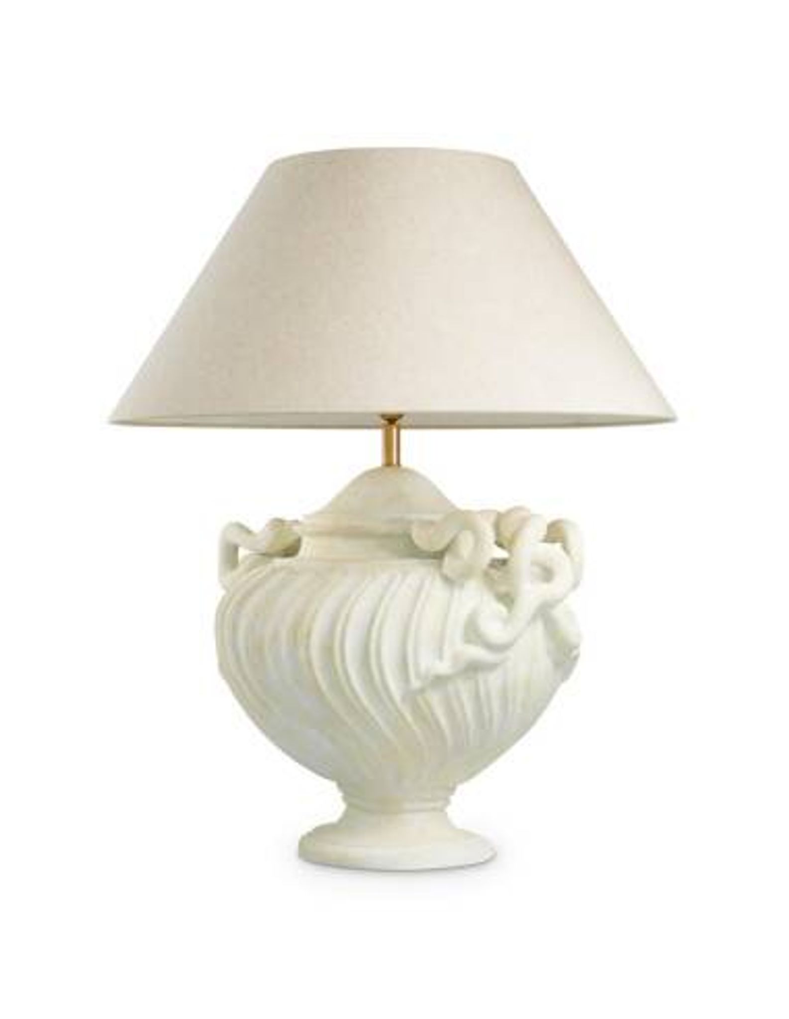 Pair of table lamps with antique look and brushed brass finish.