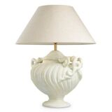 Pair of table lamps with antique look and brushed brass finish.