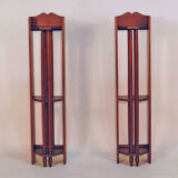 Pair of art deco mahogany wall columns