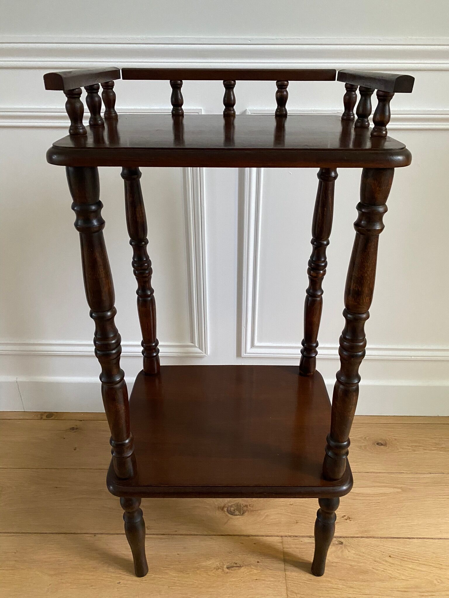 Phone table, wooden two trays