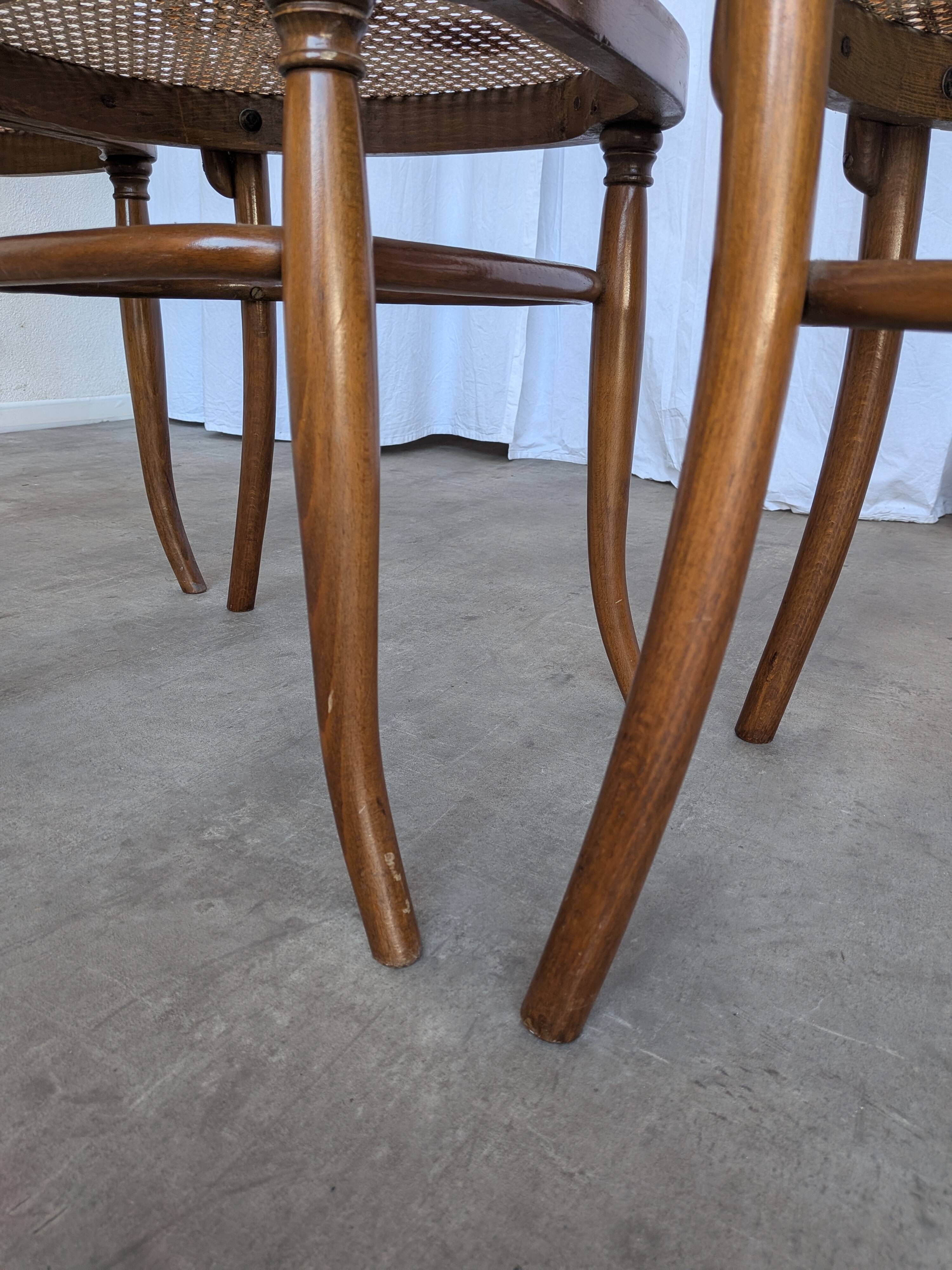Set of 4 Mid-century Bentwood Cane Dining Chair, Thonet Style, 1970s Yugosl