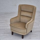 1970s, Danish highback armchair, original condition, furniture velour.