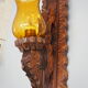 Applique en bois et globe tulipe en verre