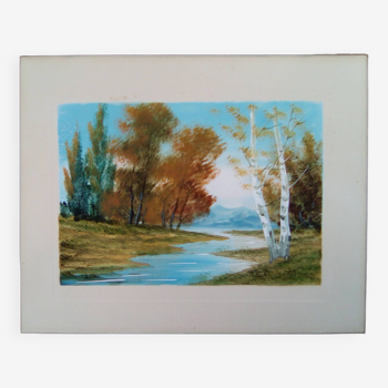 Autumn landscape with trees and river