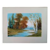 Autumn landscape with trees and river