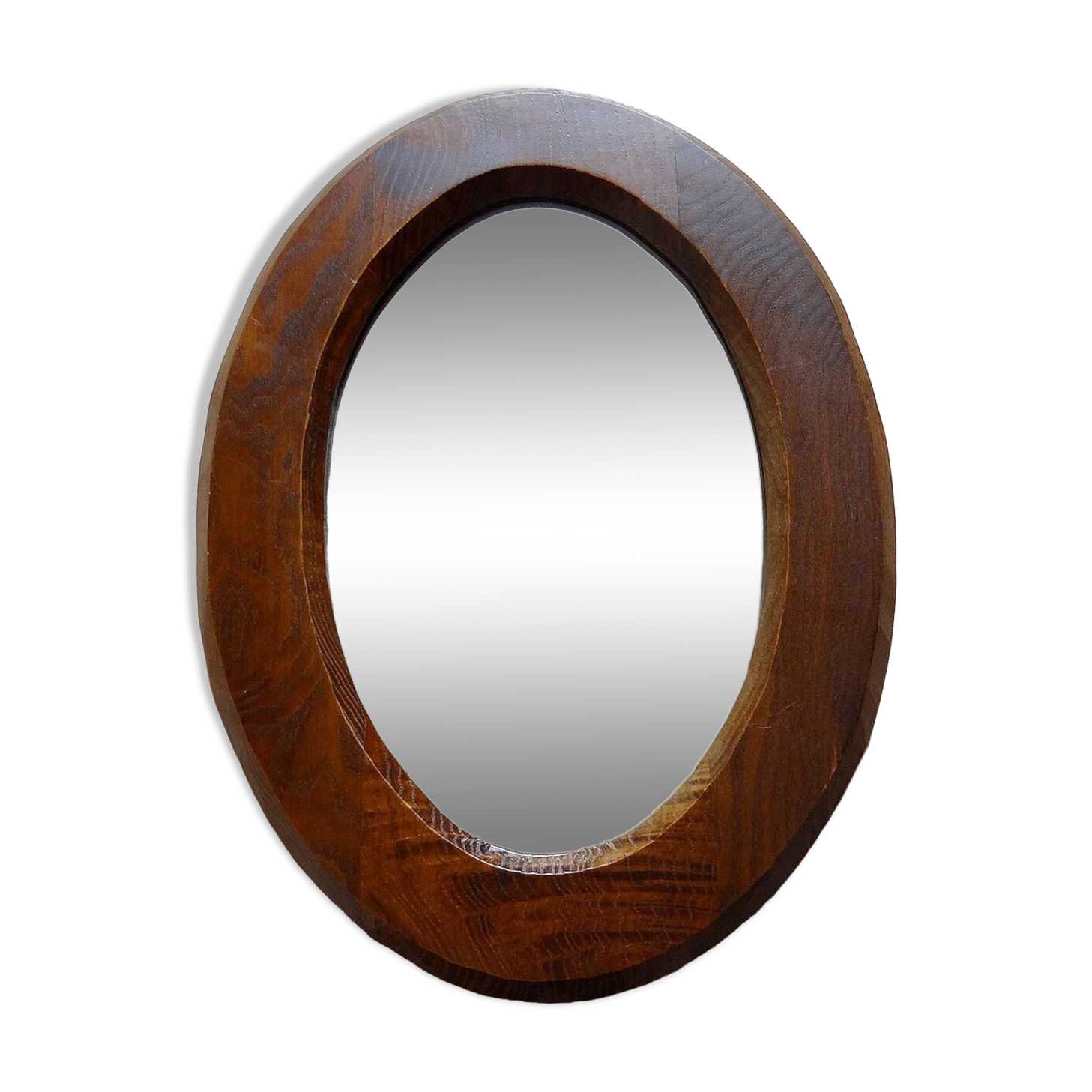 Vintage oval wooden mirror