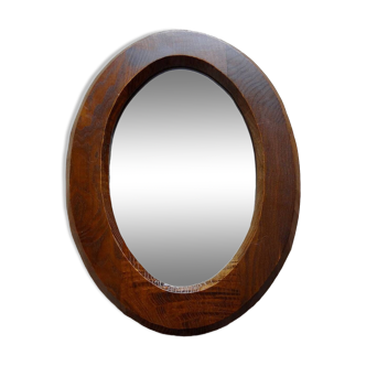 Vintage oval wooden mirror
