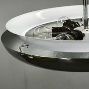 1930s Bauhaus UFO Chrome and Glass Pendant Light, Czechoslovakia