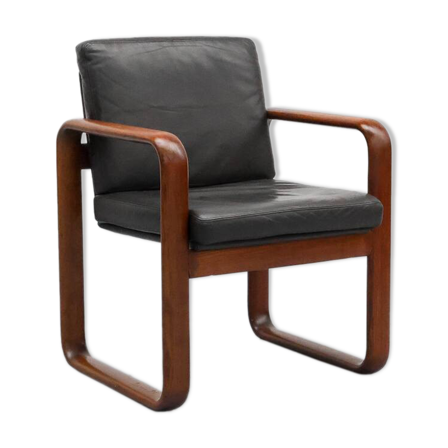 Fauteuil en frêne et cuir par Burkhard Voghterr pour Rosenthal, années 1970