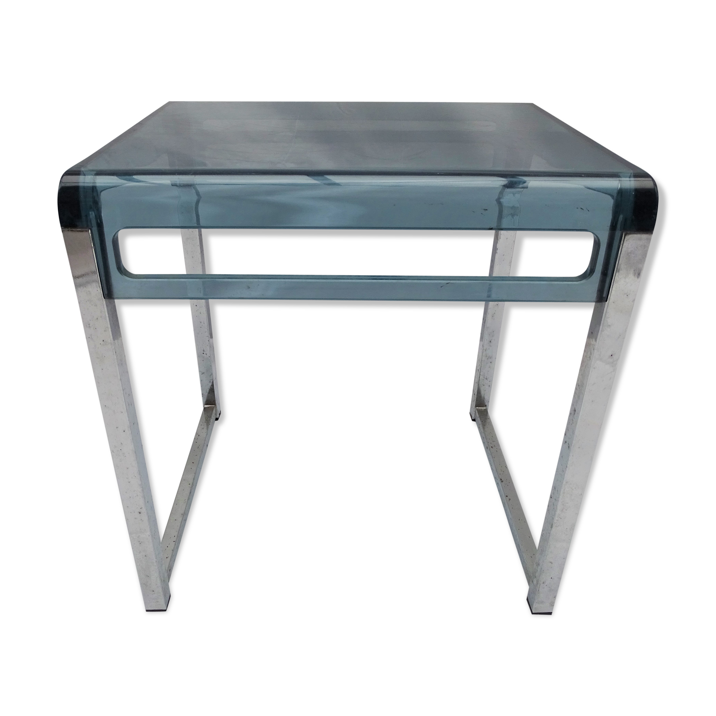 Transparent grey blue vintage side table