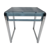 Bout de canapé vintage bleu grisé transparent