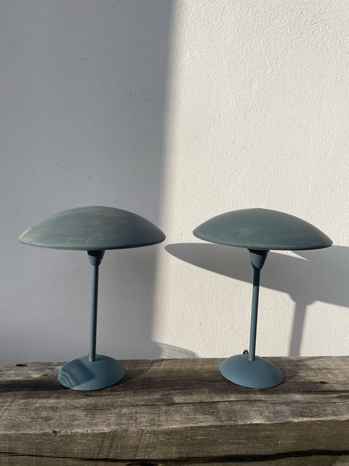 Pair of blue metal lamps Habitat, 1996