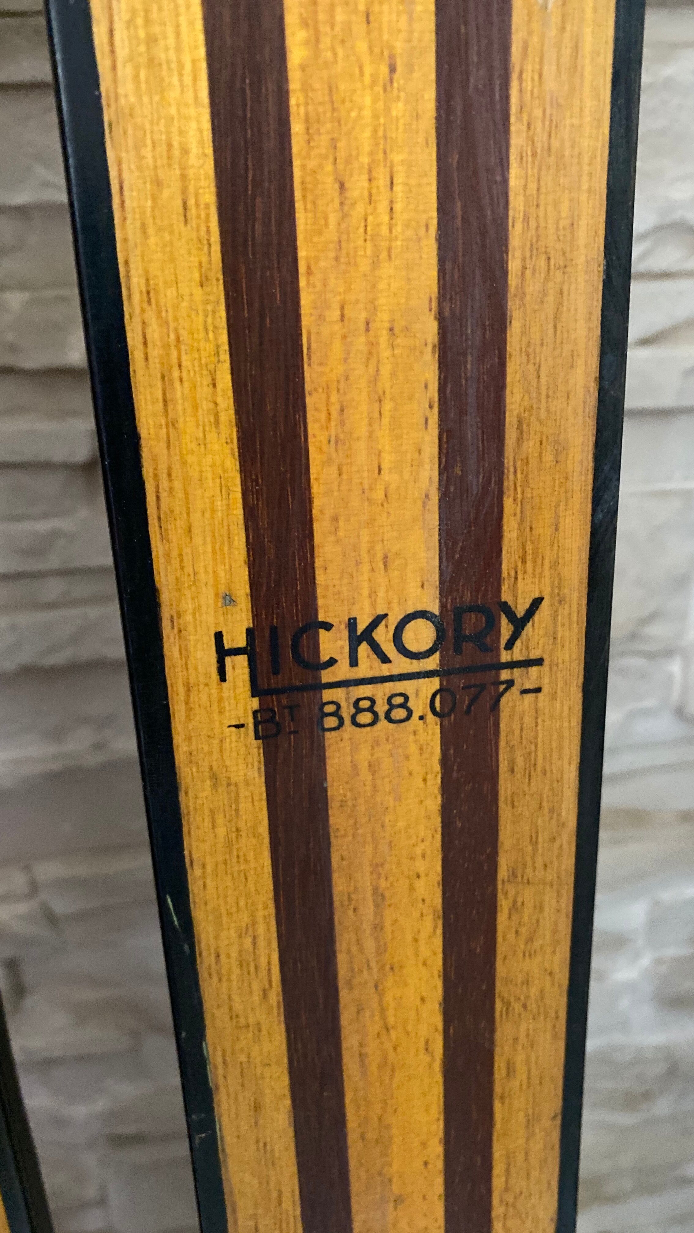 Vintage wooden Rossignol Hickory ski pair