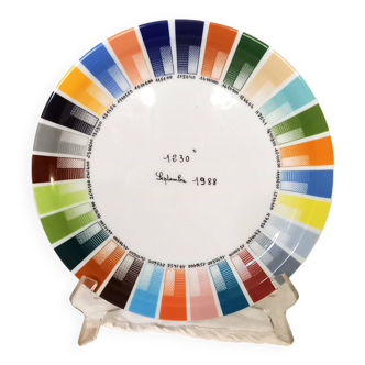 Pillivuyt porcelain plate, color palette, Pantone color chart, dated September 1988