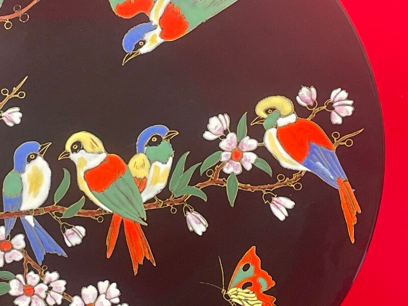 Superb dish n° 40 in emaux de longwy l'arbre aux oiseaux mp chevallier 37 cm