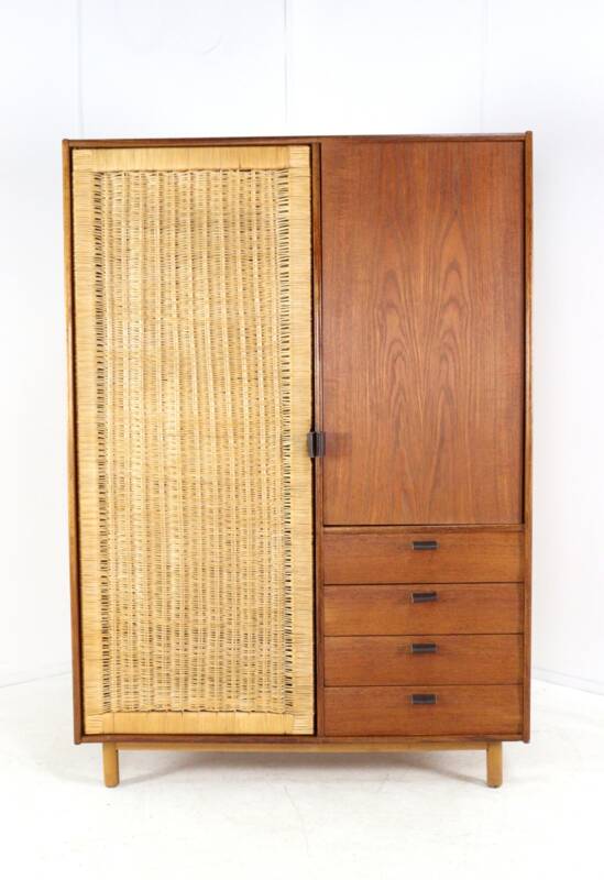 Sebastian Muggenthaler wardrobe - teak & Wicker - rare mid century design