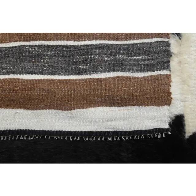 Vintage Turkish Hand-Knotted Wool Cotton Brown Kilim Area Rug 132x180