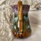 Pichet en barbotine Onaing décor Lilas art nouveau