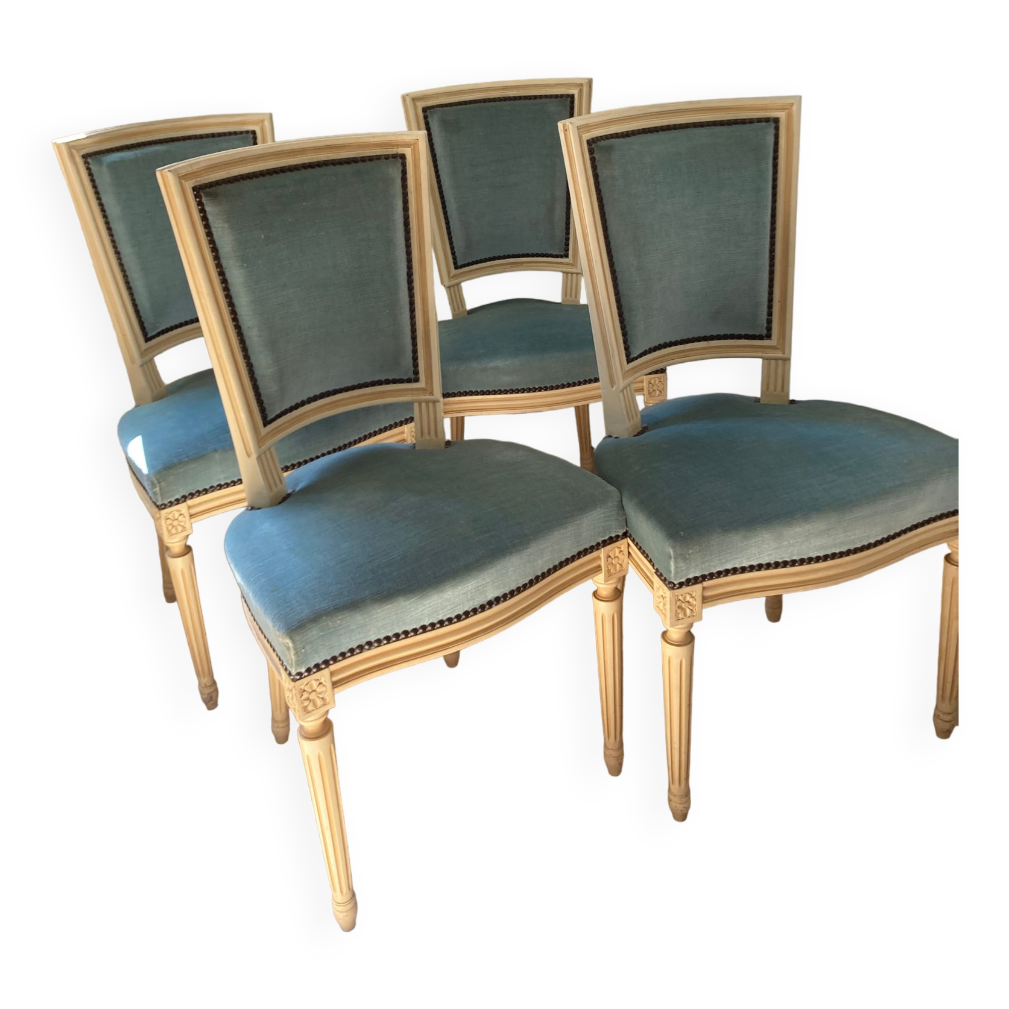 Suite of 4 velvet chairs
