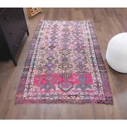 Vintage Turkish Oushak Handmade Cotton Pink Wool Area Rug 120x206
