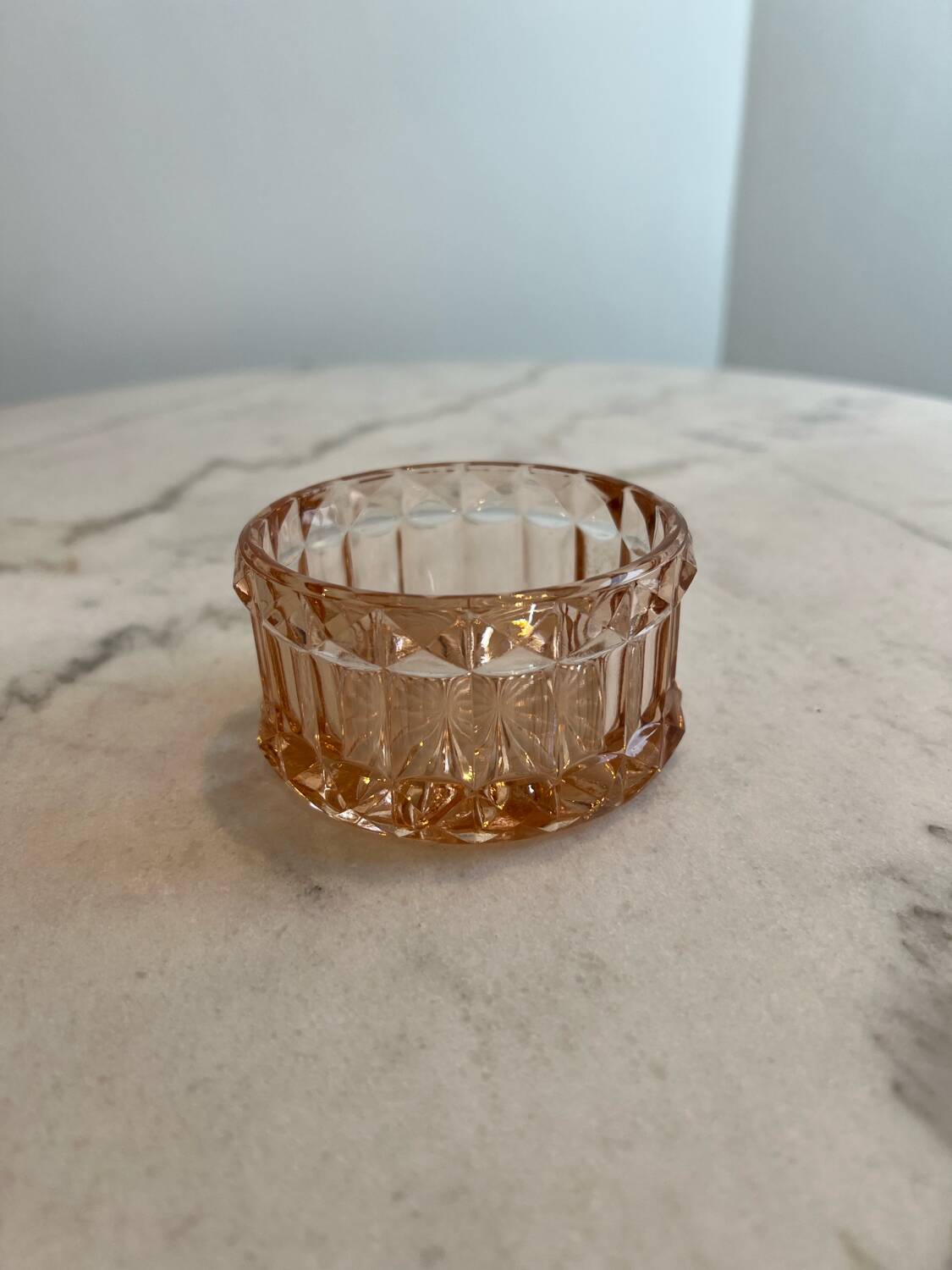 Small pink glass bowl