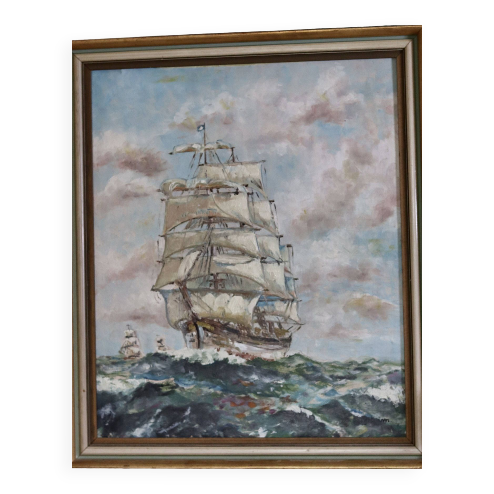Swedish Mid-Century Oil on Canvas " Blåklocka" by S. Borgström