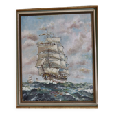 Huile sur toile suédoise du milieu du siècle " Blåklocka " par S. Borgström