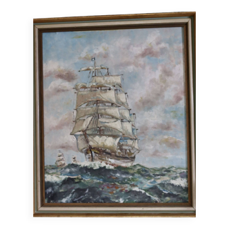 Swedish Mid-Century Oil on Canvas " Blåklocka" by S. Borgström