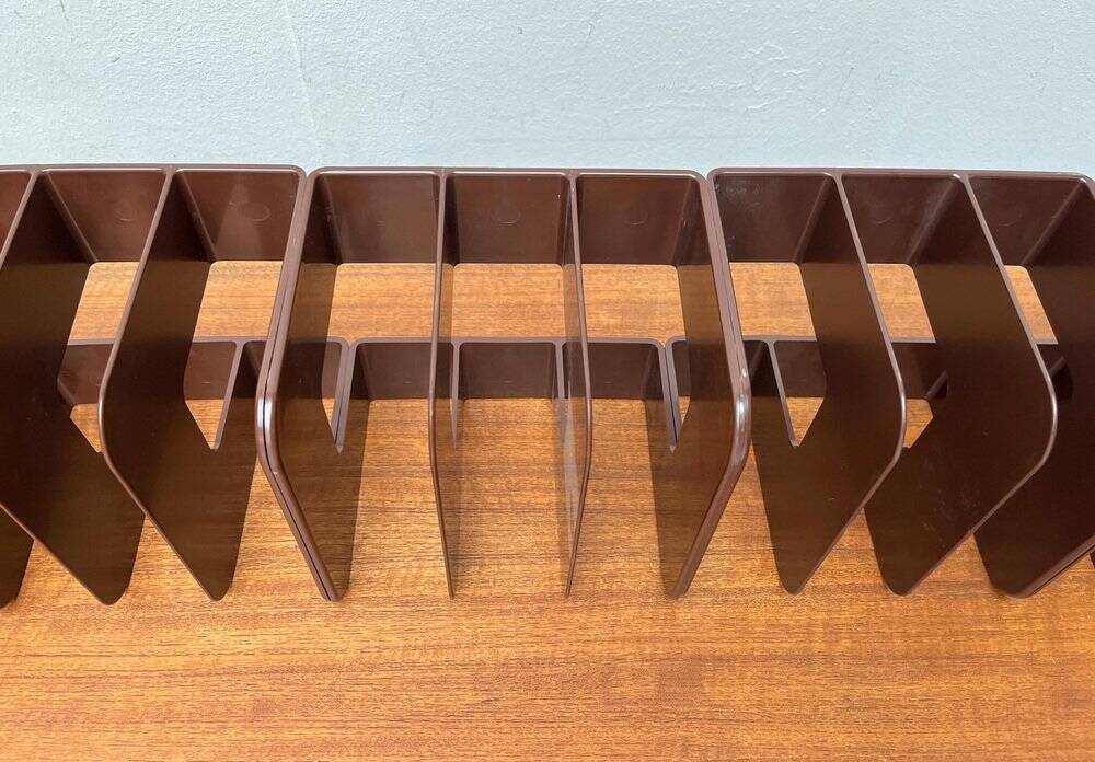Mid-century Swedish space age magazine and vinyl rack by Sven-Eric Juhlin for Gustavsberg, 1960s, set of 5.