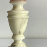 Lampe marbre et tissu fuchsia vintage