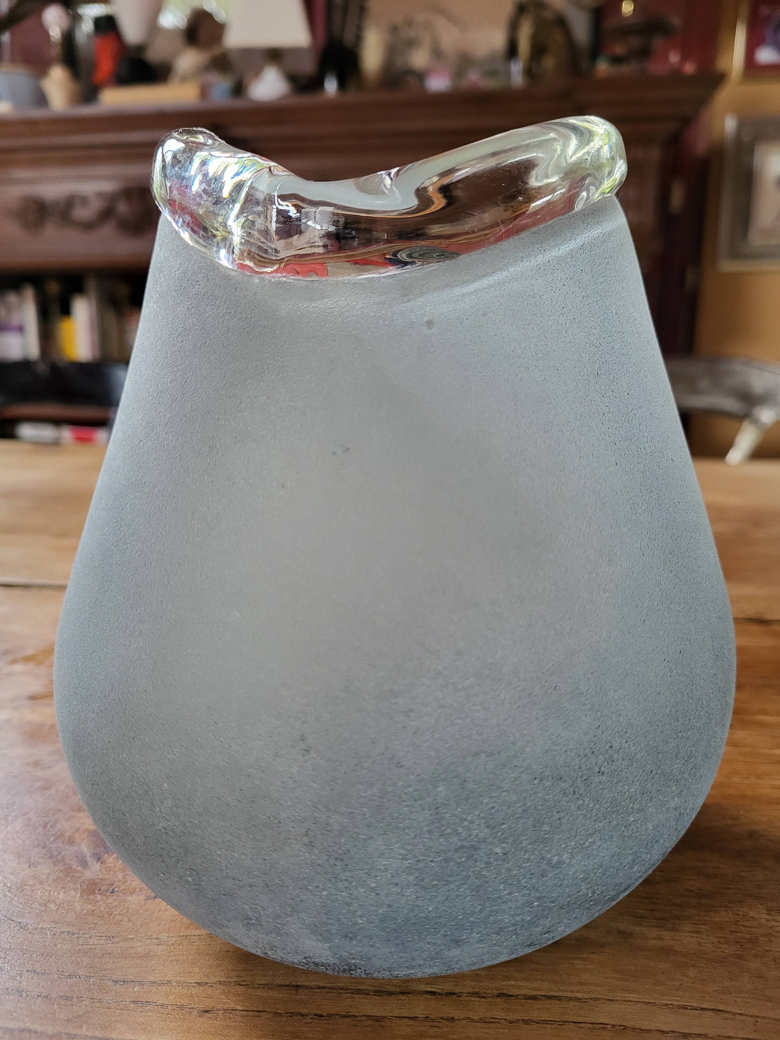 Biomorphic vase Murano granite gray glass paste