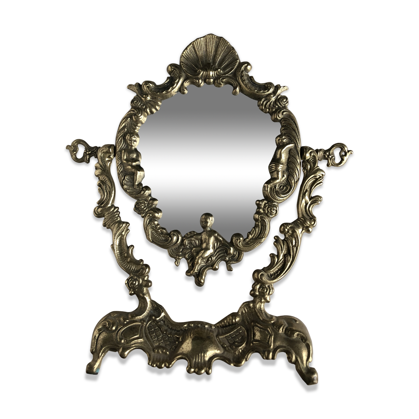 Golden bronze table mirror 30x33cm