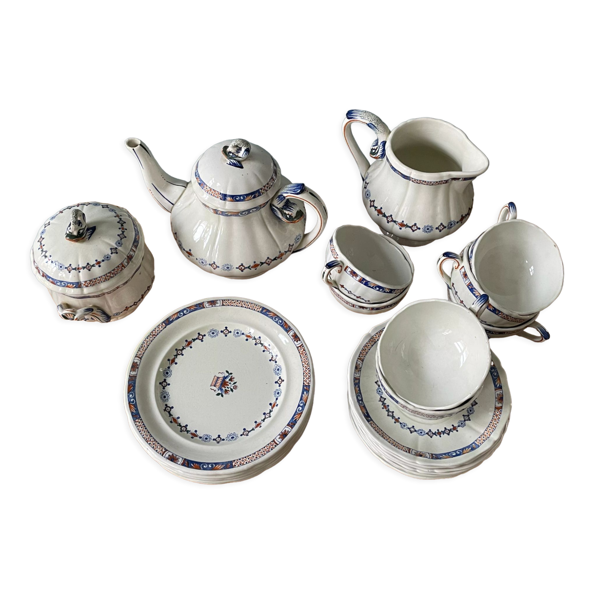 Coffee service Émile Bourgeois Grand Dépôt, décor Rouen XIXth